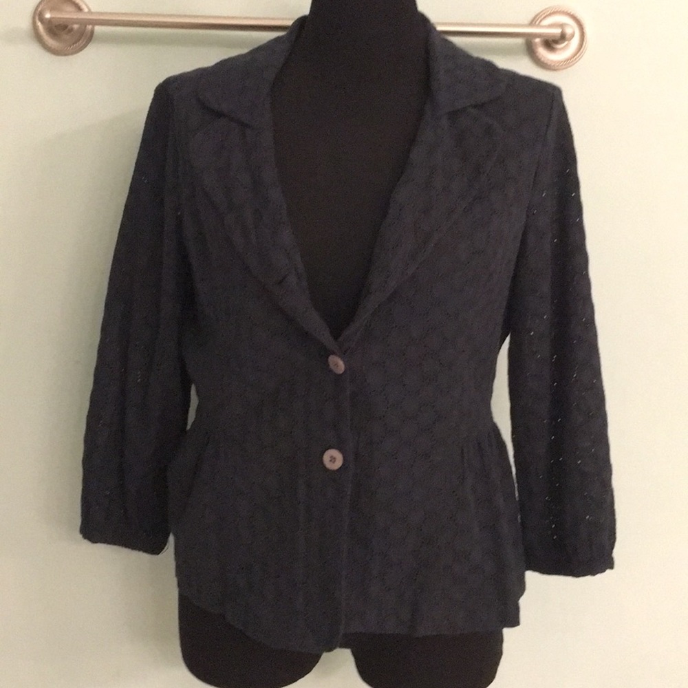 Tria Navy Eyelet Peplum Jacket
